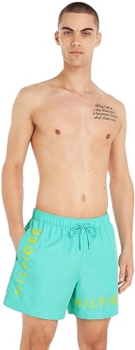 Tommy Hilfiger Herren Badehose Mittellang, Grün (Light Jade Green), S von Tommy Hilfiger