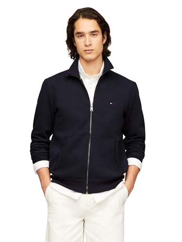 Tommy Hilfiger Herren Medium Weight Fleece Full Zip Up Sweatshirt Strickjacke, Wüstenhimmel, Large von Tommy Hilfiger