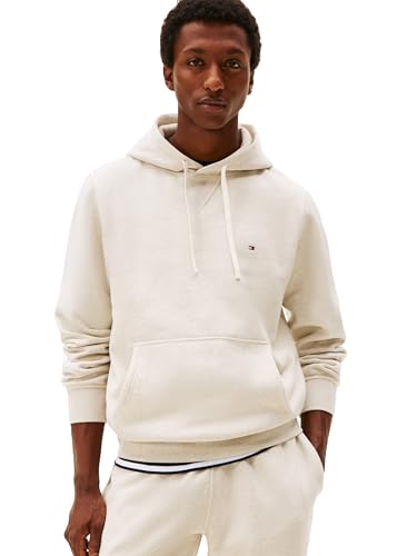Tommy Hilfiger Herren Medium Weight Solid Fleece Hoodie Sweatshirt, Also Available in Big & Tall Kapuzenpullover, Heathered Oatmilk, X-Large von Tommy Hilfiger