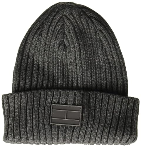 TOMMY HILFIGER Herren Men's Ribbed Cuff Beanie-Mtze, Dunkelgrau, Einheitsgröße von Tommy Hilfiger