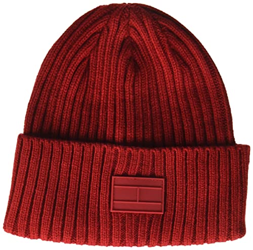 Tommy Hilfiger Herren Men's Ribbed Cuff Beanie-Mtze, rot, Einheitsgröße von Tommy Hilfiger