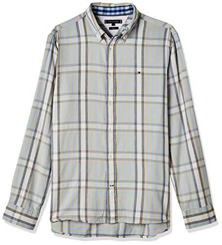 Tommy Hilfiger Herren Midscale Flannel Chk Rf Shirt MW0MW28348 Freizeithemden, Blau (Breezy Blue/Light Silt/Multi), L von Tommy Hilfiger