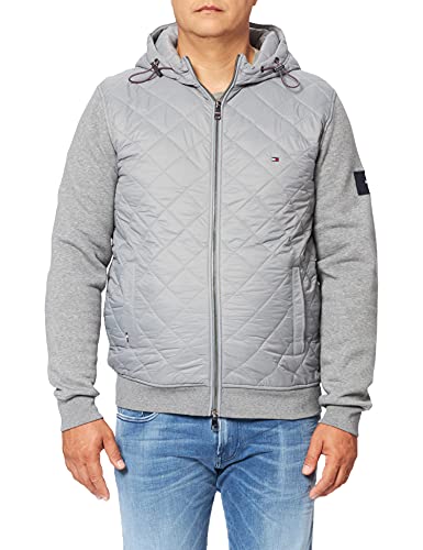 Tommy Hilfiger Herren Mix Media Diamond Zip Thru Strickjacke, Medium Grey Heather, S von Tommy Hilfiger