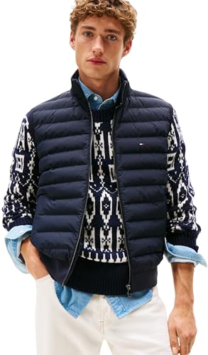 Tommy Hilfiger Herren Weste Mix Media Gilet mit Stehkragen, Blau (Desert Sky), XXL von Tommy Hilfiger