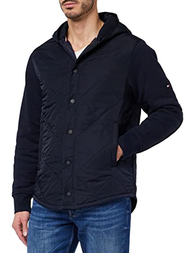 Tommy Hilfiger Herren Mix Media Hooded Liner MW0MW27900 Durchgehender Reißverschluss-Hoody, Blau (Desert Sky), XS von Tommy Hilfiger