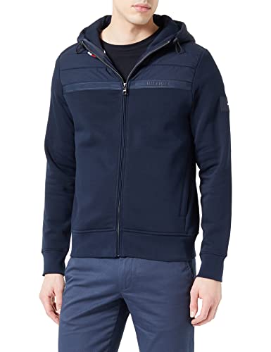 Tommy Hilfiger Herren Hoodie mit Reißverschluss Mix Media Zipper, Blau (Desert Sky), S von Tommy Hilfiger