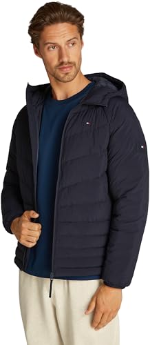 Tommy Hilfiger Herren Steppjacke Mix Quilt mit Kapuze, Blau (Desert Sky), L von Tommy Hilfiger