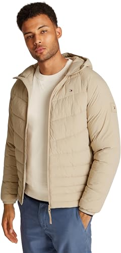Tommy Hilfiger Herren Steppjacke Mix Quilt mit Kapuze, Beige (Sandalwood), M von Tommy Hilfiger