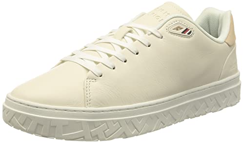 Tommy Hilfiger Herren Cupsole Sneaker Modern Iconic Court Cup Leather Schuhe , Weiß (Ecru), 40 EU von Tommy Hilfiger