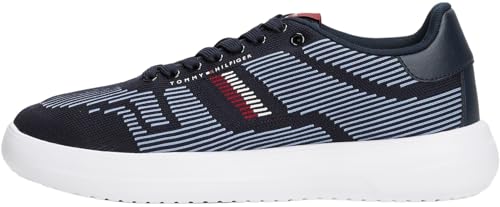 Tommy Hilfiger Herren Cupsole Sneaker Modern Knit mit Logo-Print, Blau (Desert Sky), 44 von Tommy Hilfiger