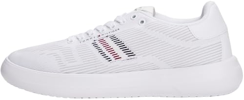 Tommy Hilfiger Herren Cupsole Sneaker Modern Knit mit Logo-Print, Weiß (White), 41 von Tommy Hilfiger