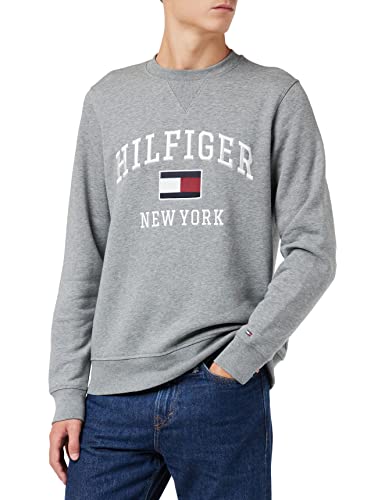 Tommy Hilfiger Herren Modern Varsity MW0MW28755 Sweatshirts, Gelb (Heathered Speckled Dark Grey), M von Tommy Hilfiger