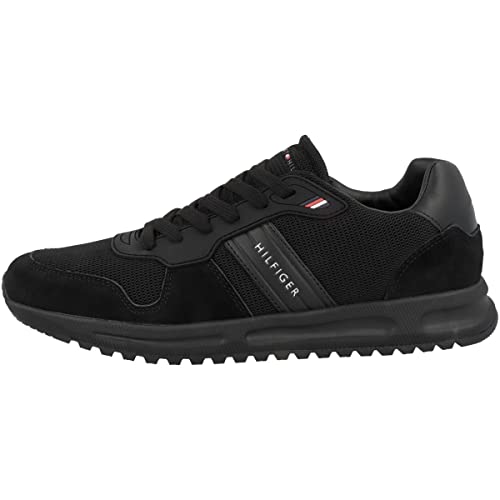 Tommy Hilfiger Herren Runner Sneaker Modern Corporate Mix Runner Sportschuhe, Schwarz (Black), 40 EU von Tommy Hilfiger