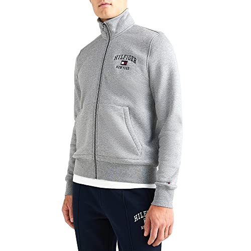 Tommy Hilfiger Herren MODERN Varisty Zip Through MW0MW28172 Schwere Jacken mit durchgehendem Reißverschluss, Gelb (Heathered Speckled Dark Grey), L von Tommy Hilfiger