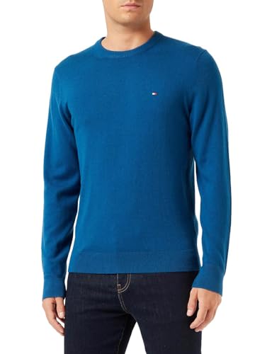 Tommy Hilfiger Herren Pullover Cotton C-Neck Strickpullover, Blau (Deep Indigo), XS von Tommy Hilfiger