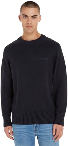 Tommy Hilfiger Herren Pullover Cotton C-Neck Strickpullover, Blau (Desert Sky), XS von Tommy Hilfiger