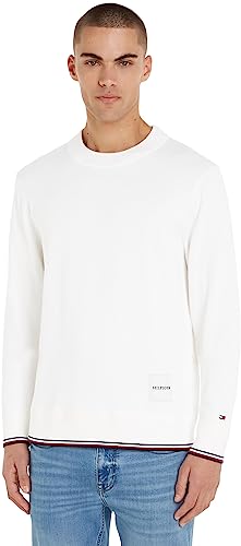 Tommy Hilfiger Herren Pullover Tipped Crew Neck Strickpullover, Beige (Ancient White), M von Tommy Hilfiger