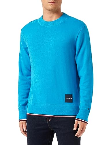 Tommy Hilfiger Herren Pullover Tipped Crew Neck Strickpullover, Blau (Cerulean Blue), XL von Tommy Hilfiger