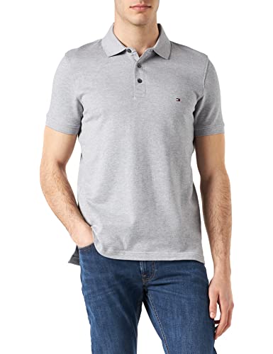 Tommy Hilfiger Herren Mouline Slim Polo Hemd, Medium Grey Heather/Ivory, S von Tommy Hilfiger