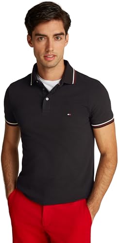 Tommy Hilfiger Herren Tipped Slim Fit Polo Mw0Mw37346 S/S Poloshirt, Black (Black), XS von Tommy Hilfiger