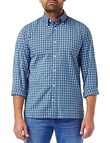 Tommy Hilfiger Herren Hemd Natural Soft Langarm, Mehrfarbig (Cloudy Blue / Multi), XS von Tommy Hilfiger