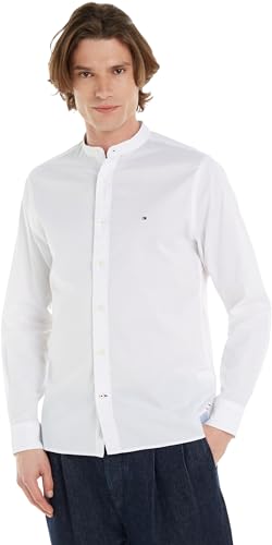 Tommy Hilfiger Herren Hemd Natural Soft Solid Mao Rf Shirt Langarm, Weiß (White), S von Tommy Hilfiger