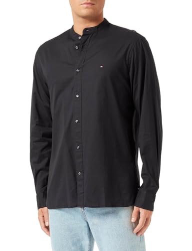 Tommy Hilfiger Herren Natural Soft Flex Mao Rf Shirt Freizeithemden, Schwarz, M von Tommy Hilfiger