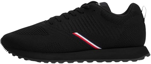 Tommy Hilfiger Herren Runner Sneaker New Eva Knit Low Top, Schwarz (Black), 41 von Tommy Hilfiger