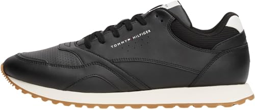 Tommy Hilfiger Herren Runner Sneaker New Eva aus Leder, Schwarz (Black), 44 von Tommy Hilfiger