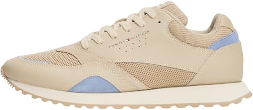 Tommy Hilfiger Herren Runner Sneaker New Eva Mix aus Leder, Beige (Sandalwood), 45 von Tommy Hilfiger