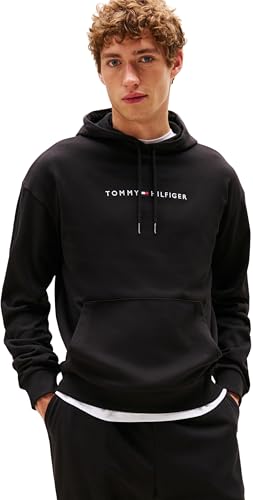 Tommy Hilfiger Herren Hoodie mit Kapuze, Schwarz (Black), XL von Tommy Hilfiger