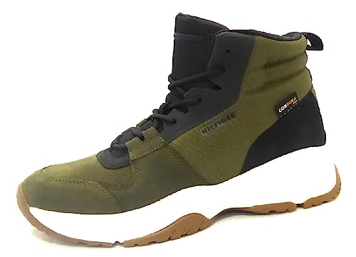 Tommy Hilfiger Herren Outdoor Lederstiefel Cordura Runner Sneaker, Armee-grün, 41 EU von Tommy Hilfiger