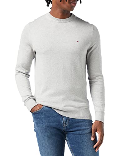 Tommy Hilfiger Herren PIMA ORG CTN Cashmere Crew Neck MW0MW28046 Pullover, Grau (Light Grey Heather), S von Tommy Hilfiger