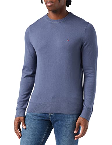 Tommy Hilfiger Herren Pullover Cashmere Crew Neck Strickpullover, Blau (Faded Indigo), L von Tommy Hilfiger