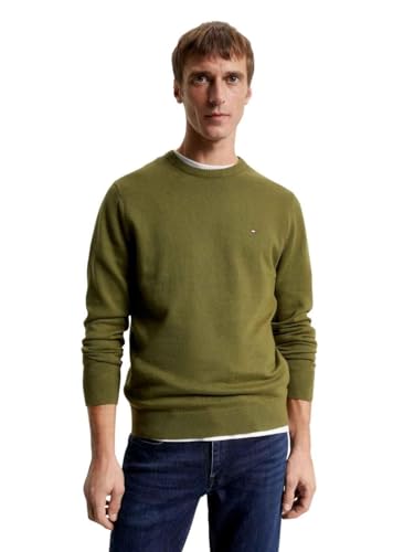 Tommy Hilfiger Herren Pullover Cashmere Crew Neck Strickpullover, Grün (Putting Green), L von Tommy Hilfiger