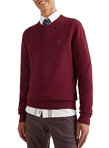 Tommy Hilfiger Herren PIMA ORG CTN Cashmere V Neck MW0MW28047 Pullover, Lila (Deep Rouge), M von Tommy Hilfiger