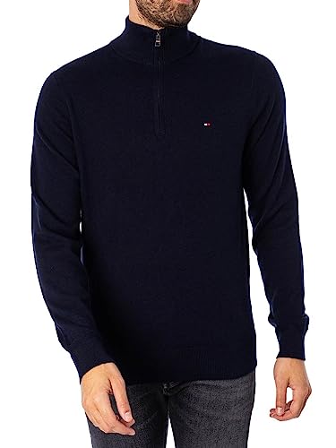 Tommy Hilfiger Herren PIMA ORG CTN Cashmere Zip Mock MW0MW28049 Halbzip-Sweater, Blau (Desert Sky), M von Tommy Hilfiger
