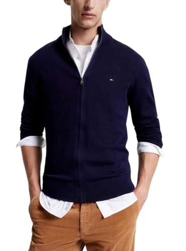 Tommy Hilfiger Herren PIMA ORG CTN Cashmere Zip Thru MW0MW28050 Strickjacken, Blau (Desert Sky), M von Tommy Hilfiger