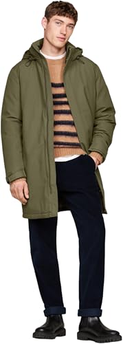 Tommy Hilfiger Herren Parka Tech Padded Parka mit Kapuze, Mehrfarbig (Army Green), XXL von Tommy Hilfiger