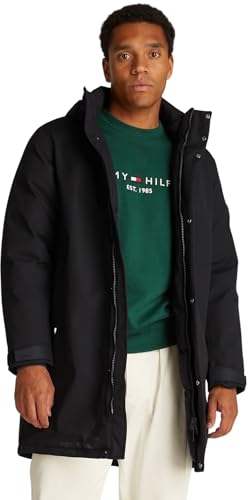Tommy Hilfiger Herren Parka Tech Padded Parka mit Kapuze, Schwarz (Black), S von Tommy Hilfiger