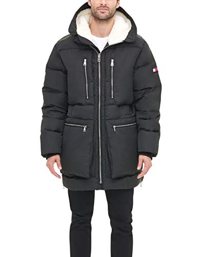 Tommy Hilfiger Herren-Parka mit Kapuze, schwer, gesteppt, Sherpa, Schwarz, S Tommy Hilfiger Herren-Parka mit Kapuze, schwer, gesteppt, Sherpa, Schwarz, S von Tommy Hilfiger