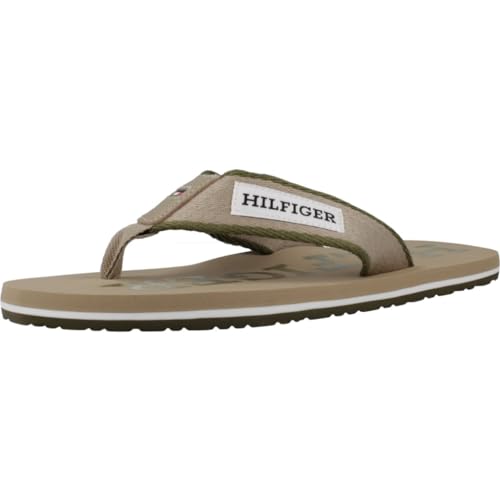 Tommy Hilfiger Herren Flip Flops Patch Hilfiger Beach Sandal Zehentrenner, Beige (Beige), 40 von Tommy Hilfiger