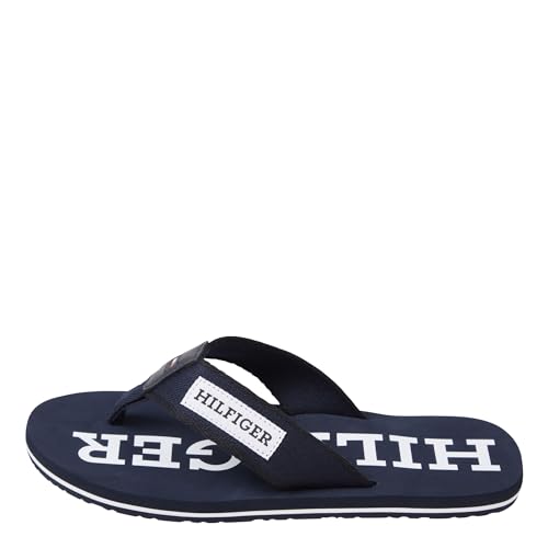 Tommy Hilfiger Herren Flip Flops Patch Hilfiger Beach Sandal Zehentrenner, Blau (Desert Sky), 40 von Tommy Hilfiger