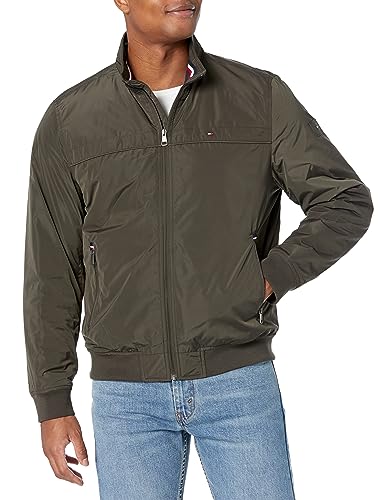 Tommy Hilfiger Herren Performance Faux Memory Bomber Jacket Bomberjacke, Armeegrün gefüllt, L von Tommy Hilfiger