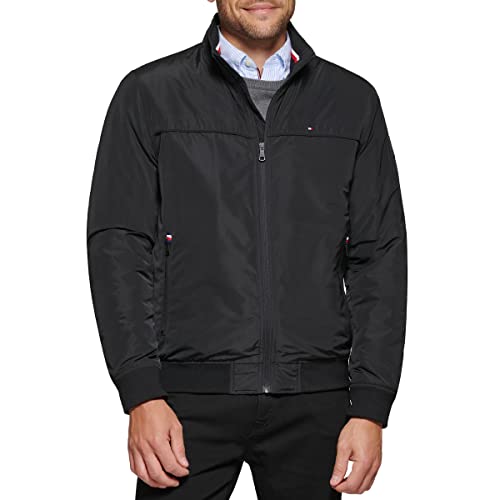 Tommy Hilfiger Herren Performance Faux Memory Bomber Jacket Bomberjacke, Schwarz gefüllt, S von Tommy Hilfiger