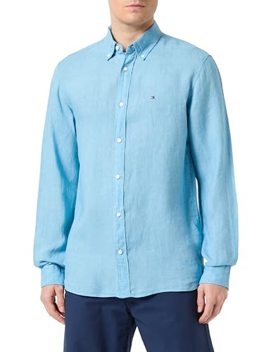 Tommy Hilfiger Herren Pigment Dyed LI SOLID RF Shirt MW0MW34602 Freizeithemden, Blau (Sleepy Blue), L von Tommy Hilfiger