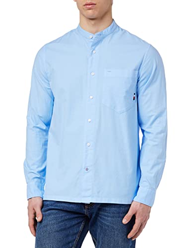 Tommy Hilfiger Herren Hemd Pigment Mandarin Langarm , Blau (Vessel Blue), M von Tommy Hilfiger