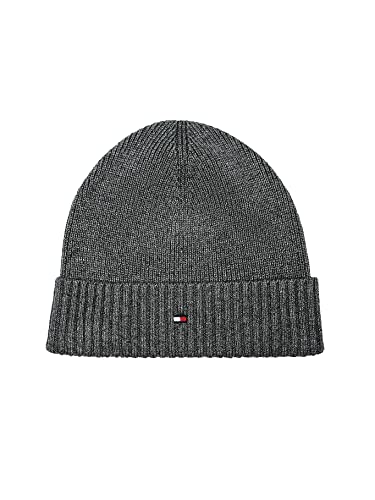 Tommy Hilfiger Herren Pima Cotton Beanie Hut, Charcoal Gray, Einheitsgröße EU von Tommy Hilfiger