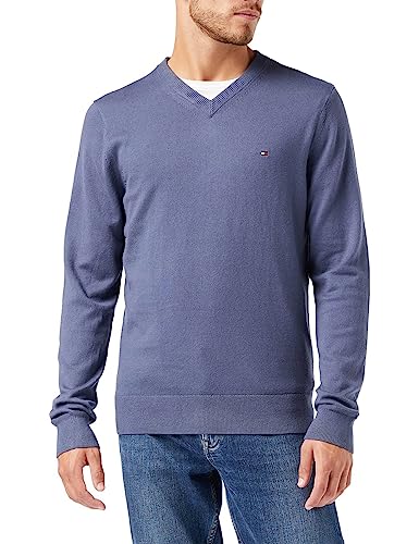 Tommy Hilfiger Herren PIMA ORG CTN Cashmere V Neck MW0MW28047 Pullover, Blau (Faded Indigo), XXL von Tommy Hilfiger