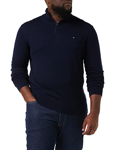 Tommy Hilfiger Herren PIMA ORG CTN Cashmere Zip Mock MW0MW28049 Halbzip-Sweater, Blau (Desert Sky), L von Tommy Hilfiger